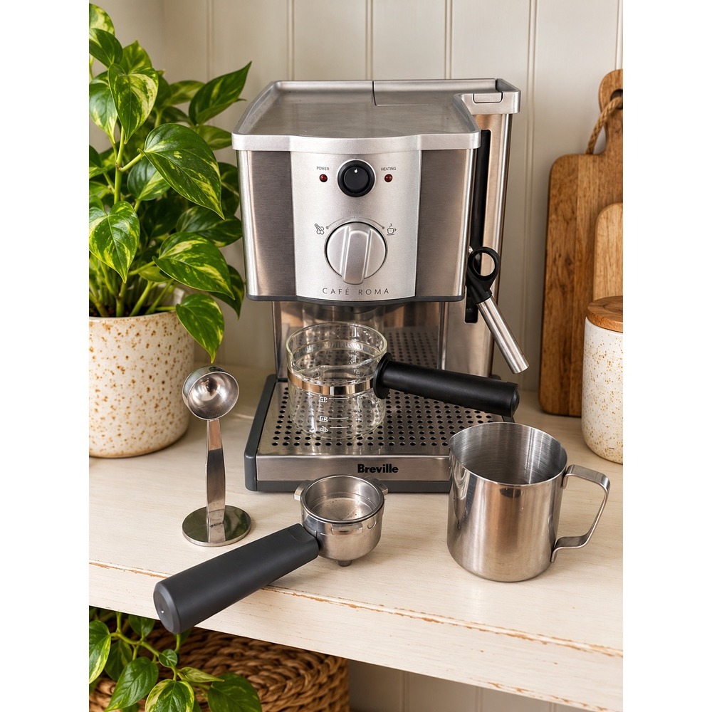Breville Café Roma Stainless Steel Espresso Cappuccino Machine Tested Works Well